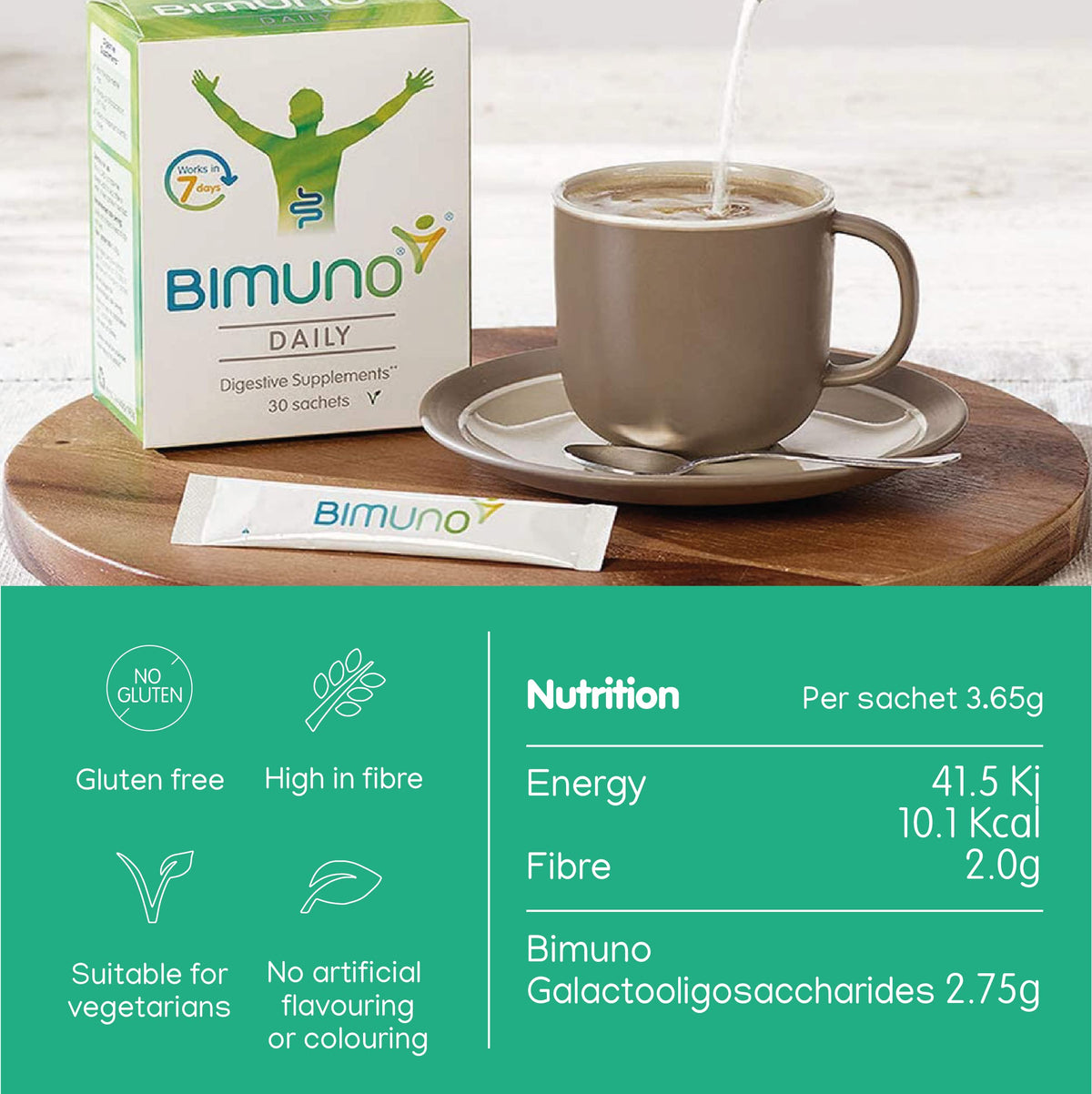 BIMUNO Complément Alimentaire Prébiotique 490g - mélange dans un smoothie
