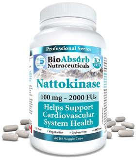 Bio Absorb Nattokinase 2000 FU 60 capsules vue de face