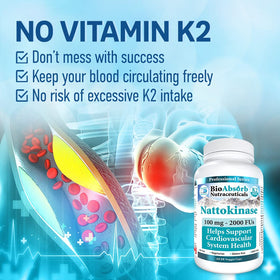 Bio Absorb Nattokinase 2000 FU capsules ouvertes montrant la taille