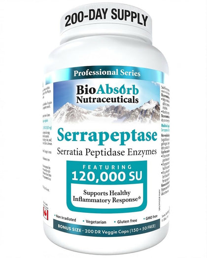 Bio Absorb Nutraceuticals Serrapeptase 120000 SPU face avant du flacon
