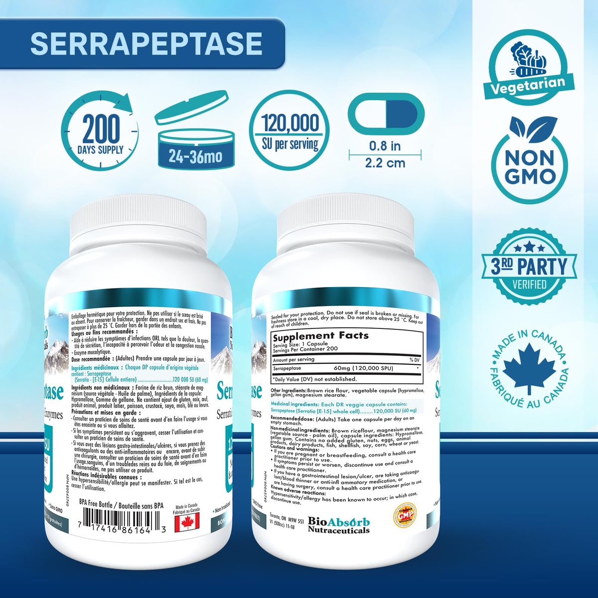 Bio Absorb Nutraceuticals Serrapeptase 120000 SPU image de groupe avec style de vie