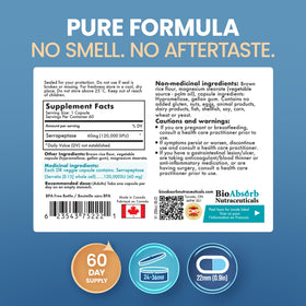 Bio Absorb Serrapeptase 120000 SPU avec verre d'eau