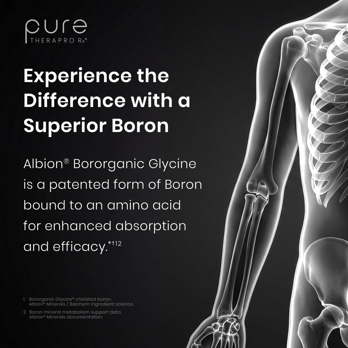Bio Boron 30mg Pure Therapro Rx avec une main tenant le flacon