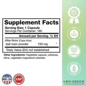 Bio-Design Aloe Lite 150 mg gélules ouvertes montrant la résine