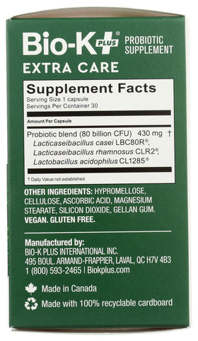 Bio-K Plus Complément Alimentaire Probiotique 30 Capsules, présentation sur une table