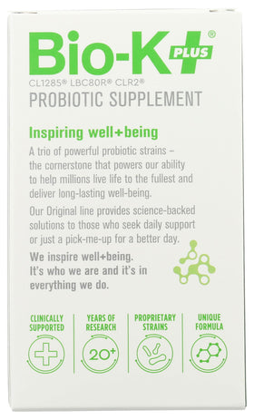 Bio-K Plus Complément Alimentaire Probiotique 30 Capsules, vue arrière