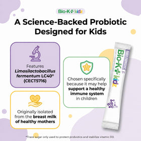 Bio-K Plus Poudre Probiotique Enfant ingrédients sur l'emballage
