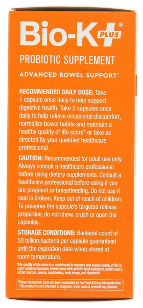 Bio-K Plus Probiotique Avancé 50B CFU Vegan 20 Capsules - capsules ouvertes