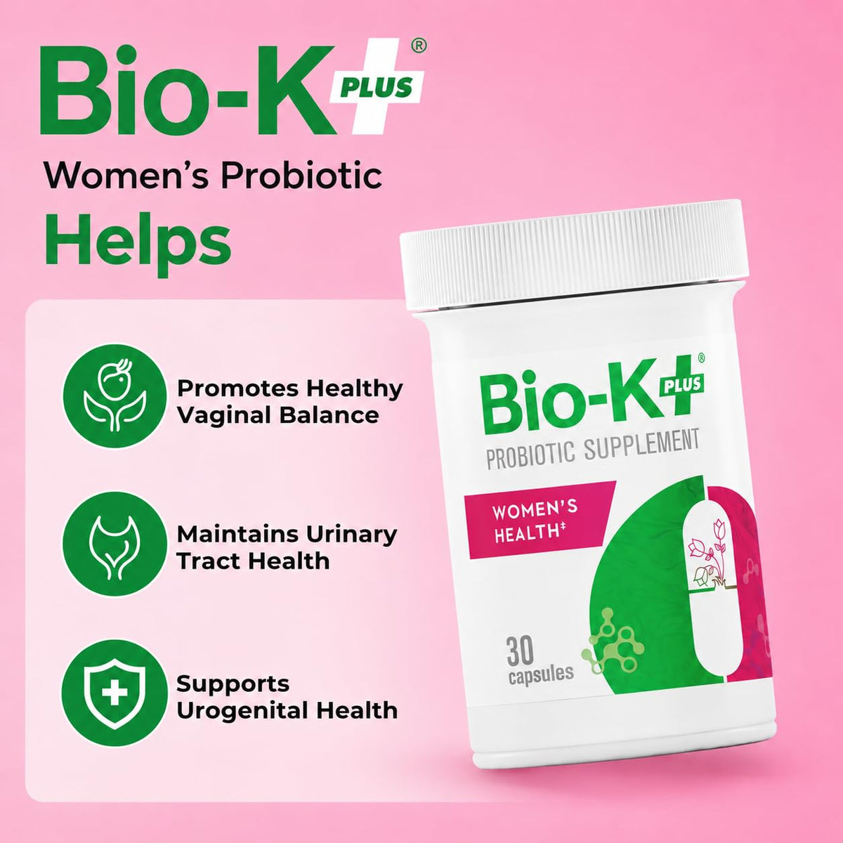 Bio-K Plus Probiotique Santé Femme 30 Gélules côté