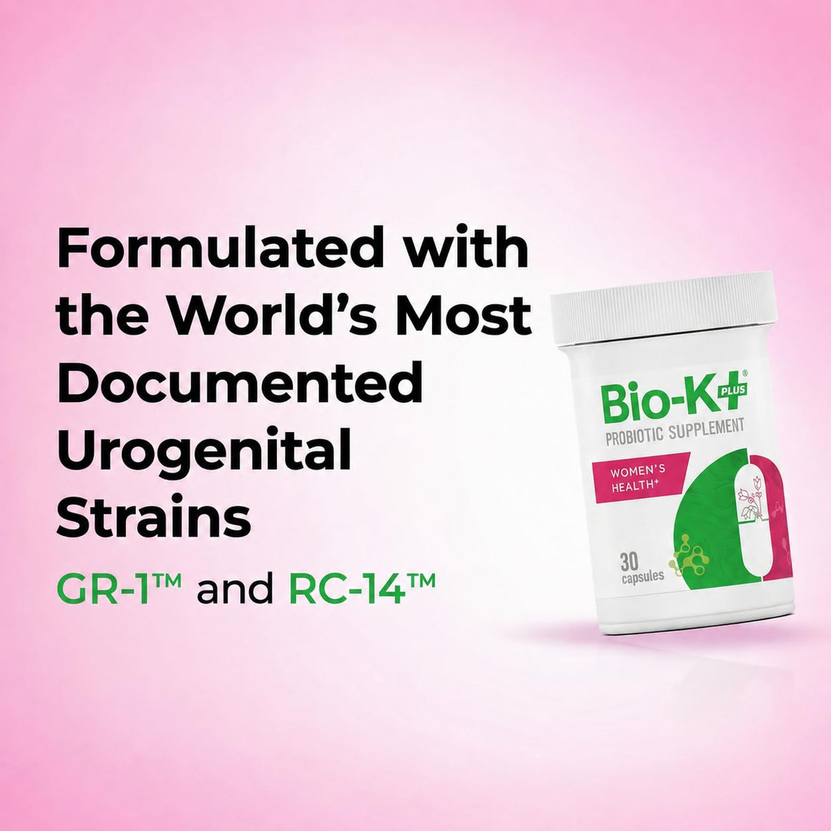 Bio-K Plus Probiotique Santé Femme 30 Gélules et verre d'eau