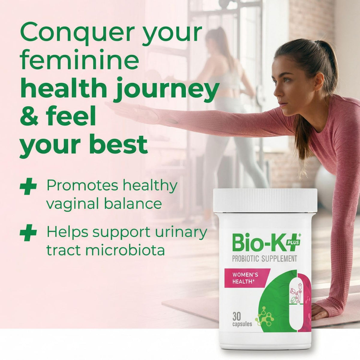 Bio-K Plus Probiotique Santé Femme 30 Gélules sur table