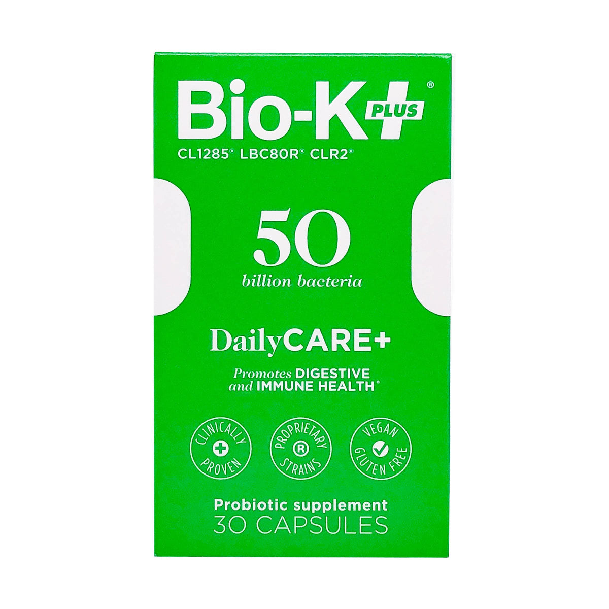 Bio-K Plus Probiotiques 50 Milliards comprimés sur une table