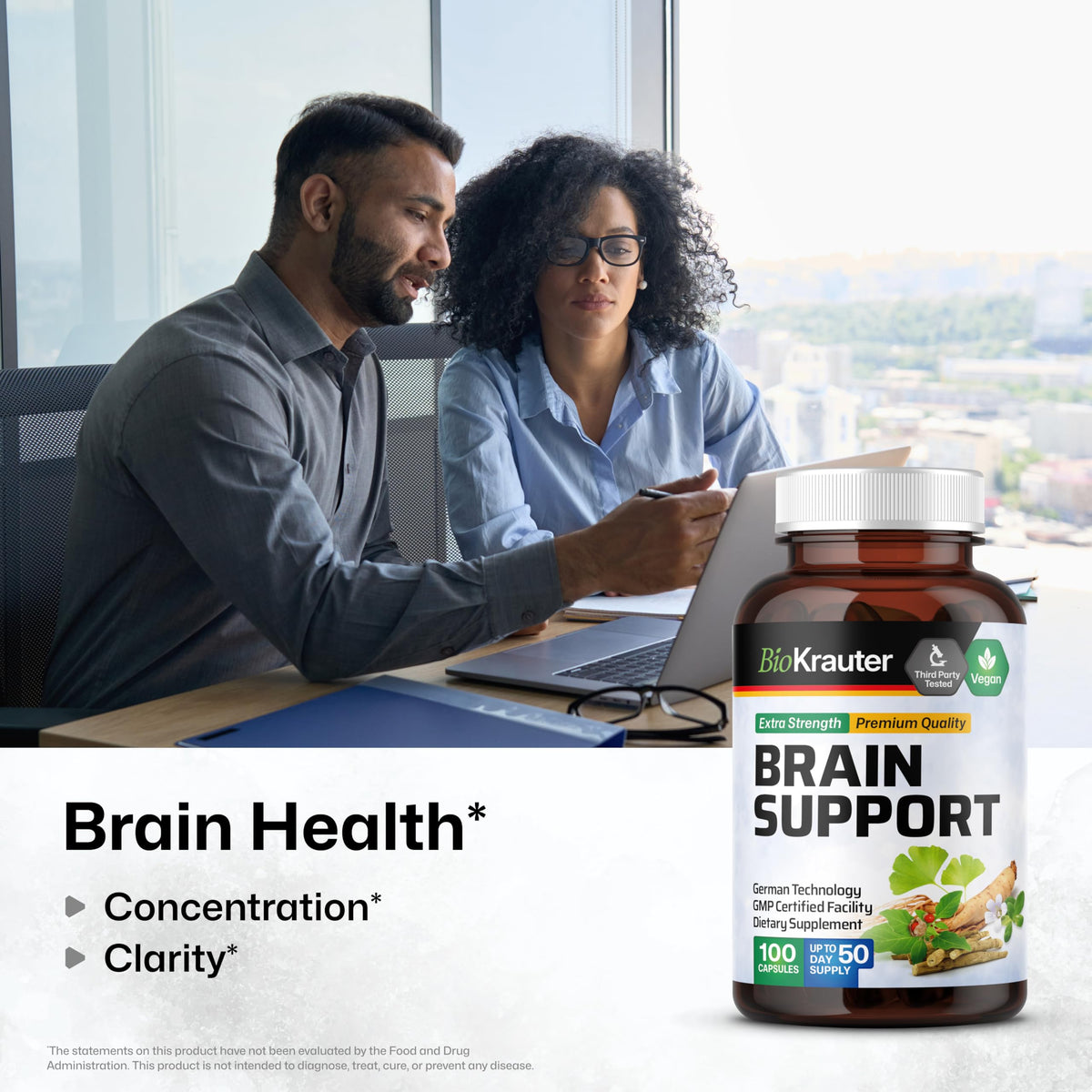 BIO KRAUTER capsules de compléments alimentaires cérébraux avec étiquette visible