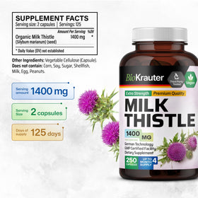 BIO KRAUTER Chardon-Marie 250 capsules ouvertes