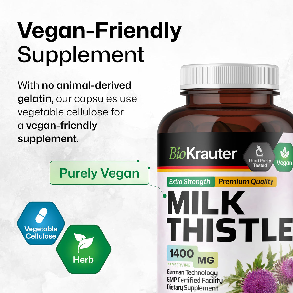 BIO KRAUTER Chardon-Marie 250 capsules sur une table
