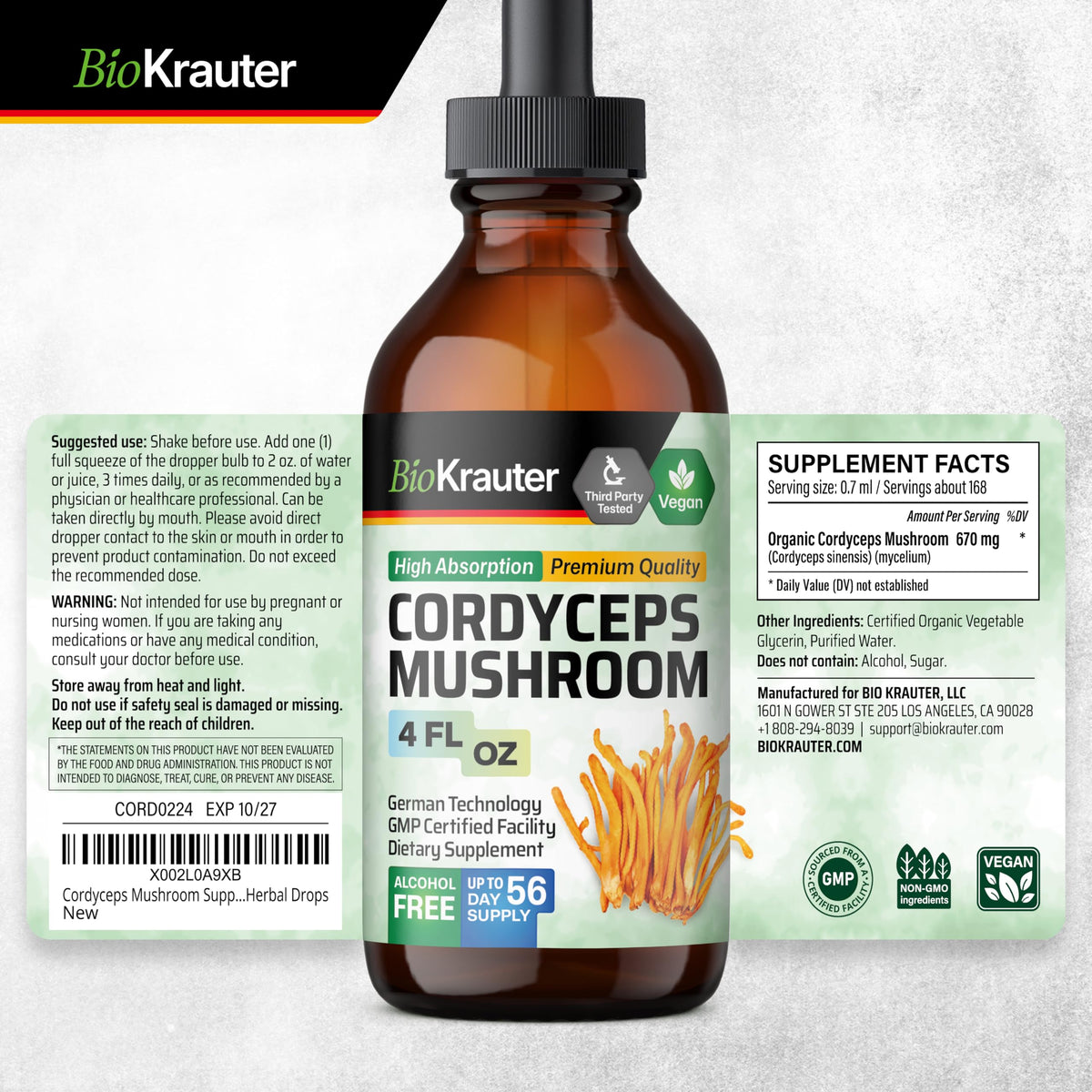 BIO KRAUTER Cordyceps 270g utilisation en mode de vie actif