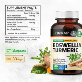 BIO KRAUTER Curcuma Boswellia Capsules ouvertes sur une table