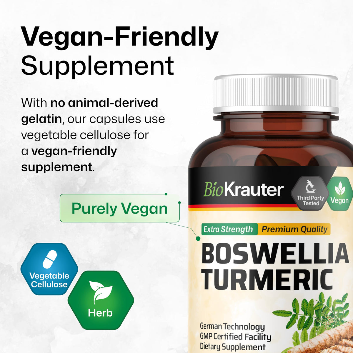 BIO KRAUTER Curcuma Boswellia Capsules sur un fond naturel