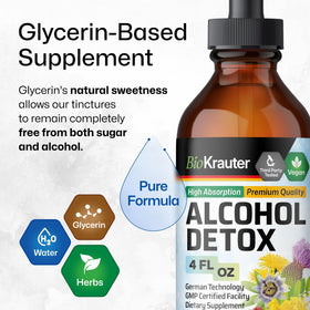 BIO KRAUTER Détox Alcool 4 Fl.Oz à côté d'un verre d'eau