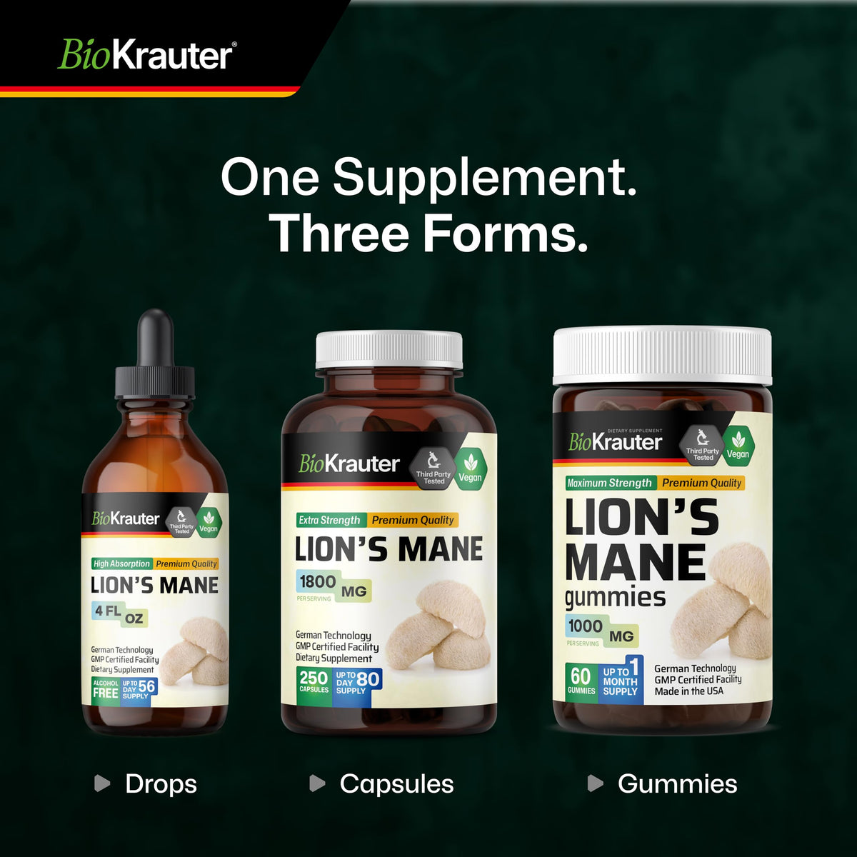 BIO KRAUTER Extrait de Lion's Mane 120 ml goutteur en gros plan