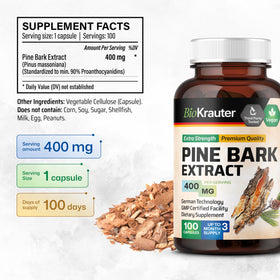 BIO KRAUTER Extrait de Pin Maritime gélules, étiquette avec ingrédients