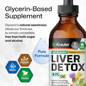 BIO KRAUTER Tisane Détox 5-en-1, flacon avec goutte à l'extérieur