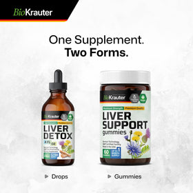 BIO KRAUTER Tisane Détox 5-en-1, flacon sur une table en bois