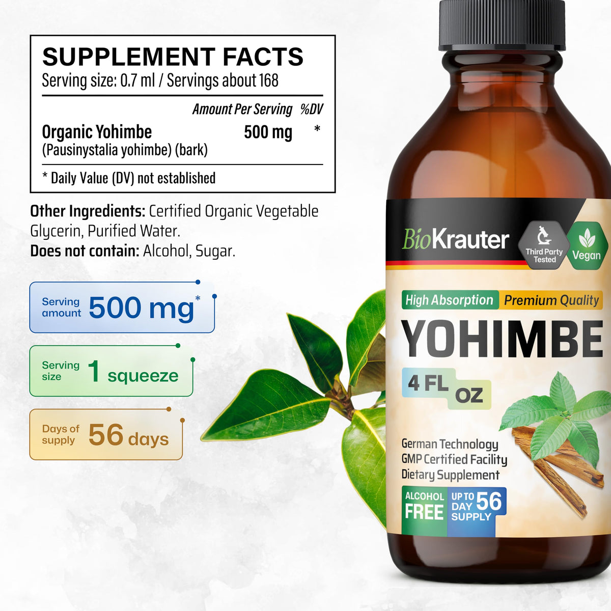 BIO KRAUTER Yohimbine flacon ouvert montrant le compte-gouttes