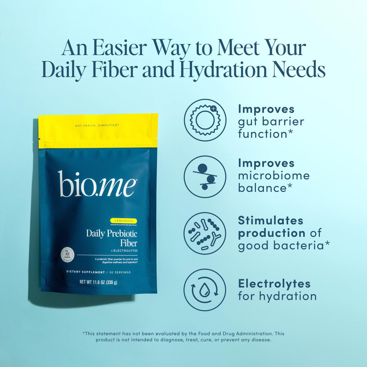 Bio.me Prébiotique en Poudre Saveur Citronade 340g vue arrière