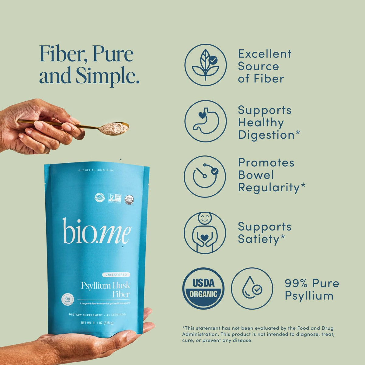 Bio.me Psyllium Husk Fiber 340g - vue arrière du produit