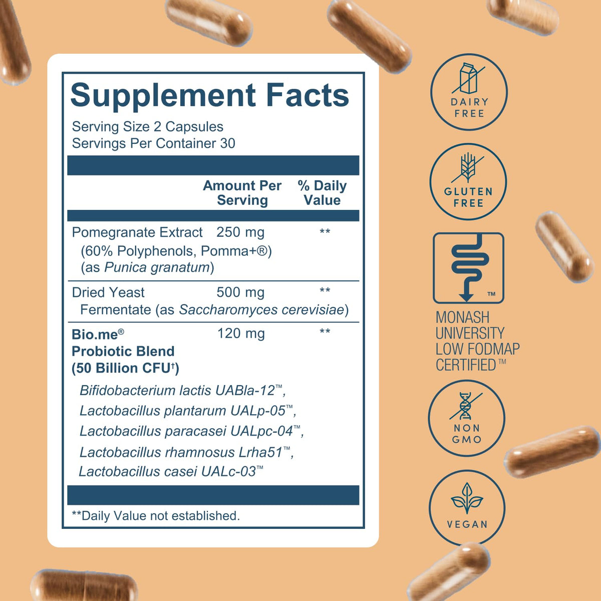 Bio.me Synbiotique 3-en-1 capsules dans un verre d'eau