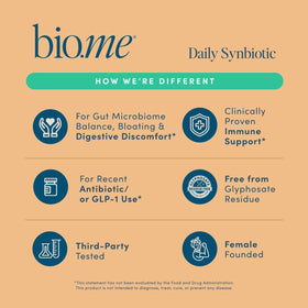 Bio.me Synbiotique 3-en-1 étiquette des ingrédients