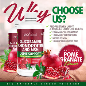Bio Naturals Glucosamine Chondroitin MSM 32 fl oz avec verre de liquide