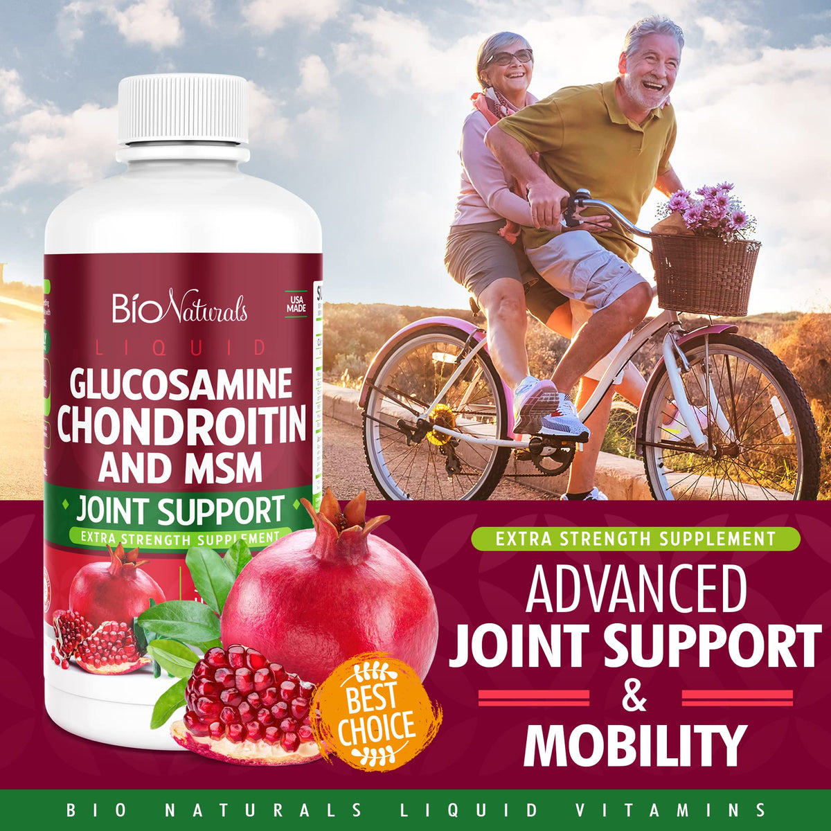 Bio Naturals Glucosamine Chondroitin MSM 32 fl oz en utilisation quotidienne