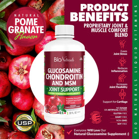 Bio Naturals Glucosamine Chondroitin MSM 32 fl oz sur un fond blanc