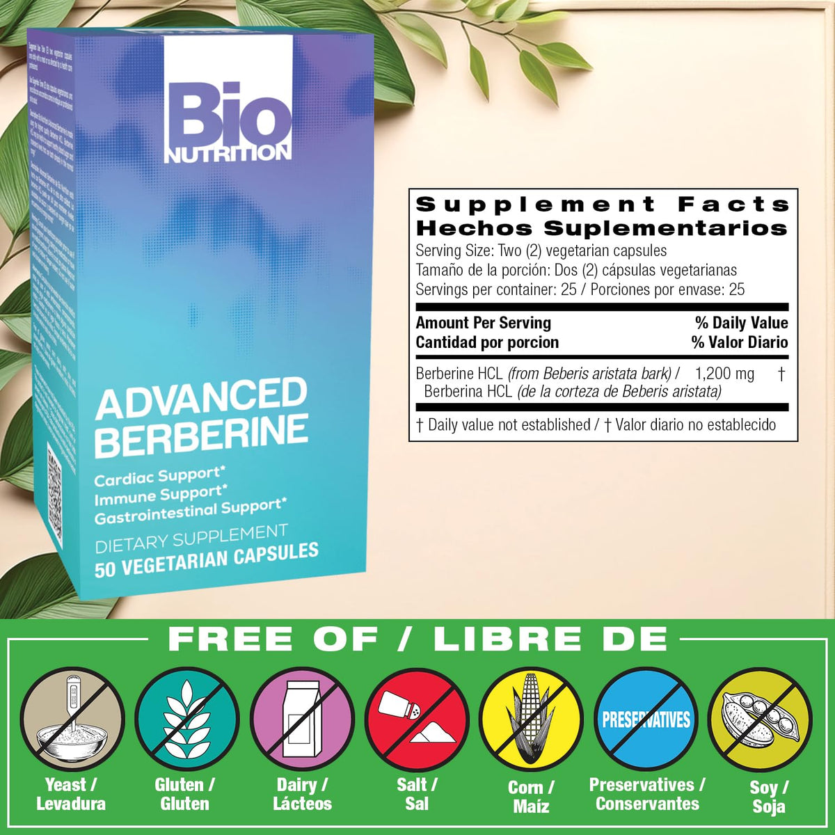 Bio Nutrition Berbérine Avancée 1200 mg gélules végétariennes emballage