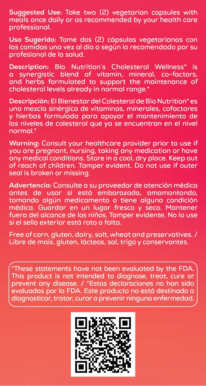 Bio Nutrition Cholesterol Wellness capsules avec main tenant le flacon