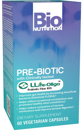 Bio Nutrition Complément Alimentaire Prébiotique 60 Capsules Végétariennes, vue de face