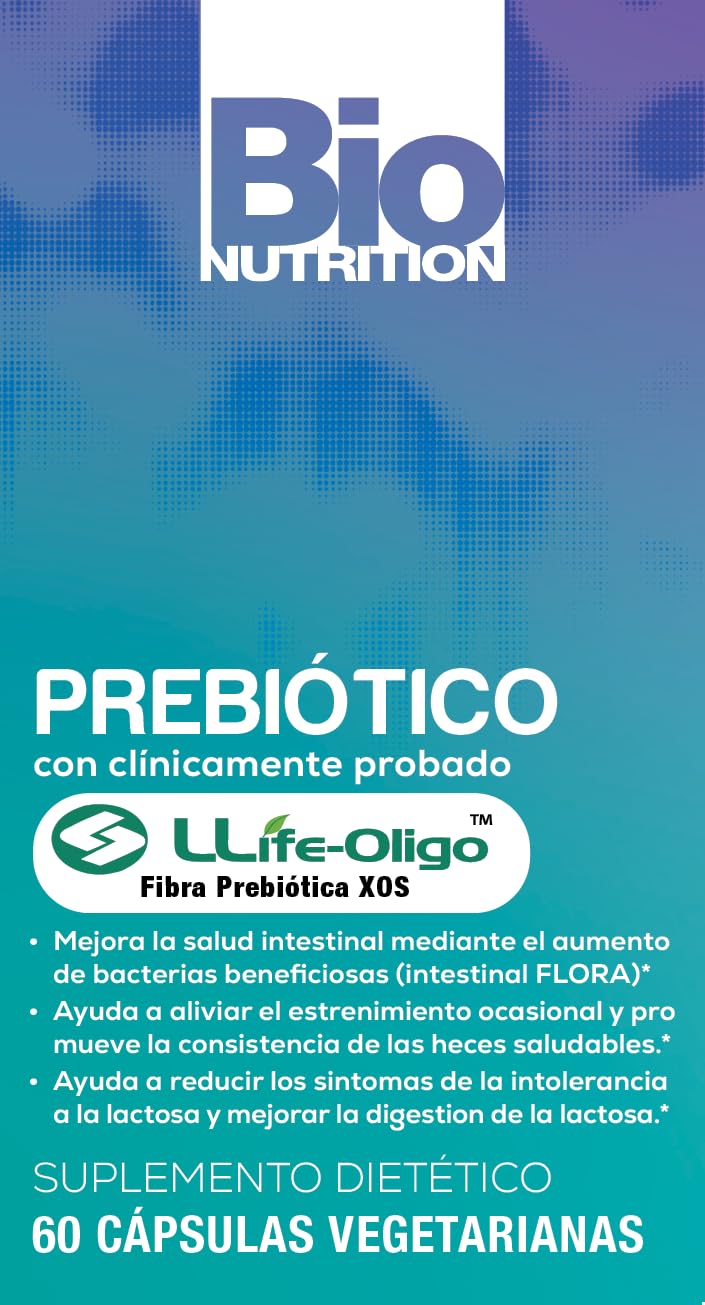 Bio Nutrition Complément Alimentaire Prébiotique 60 Capsules Végétariennes, contenant ouvert