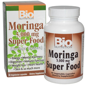 Bio Nutrition Moringa Oleifera 5000mg 90 capsules végétariennes vue de face