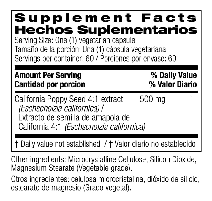 Bio Nutrition Poppy Californien avec d'autres compléments alimentaires