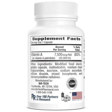 Bio-Tech Pharmacal A-25 complément alimentaire 100 capsules arrière