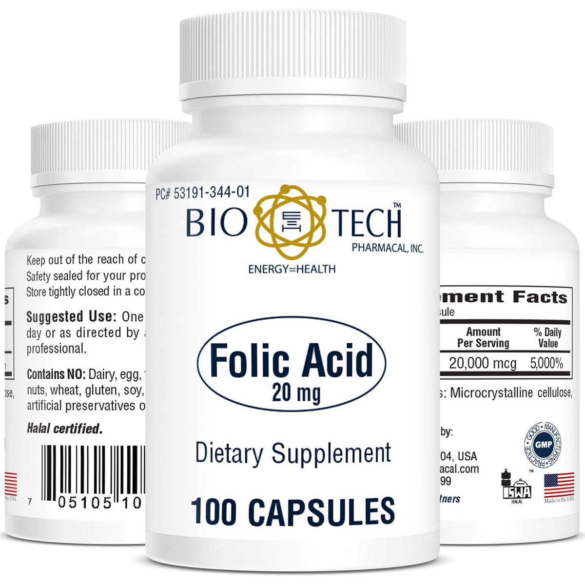 Bio-Tech Pharmacal Acide Folique 20mg comprimés dans l'emballage