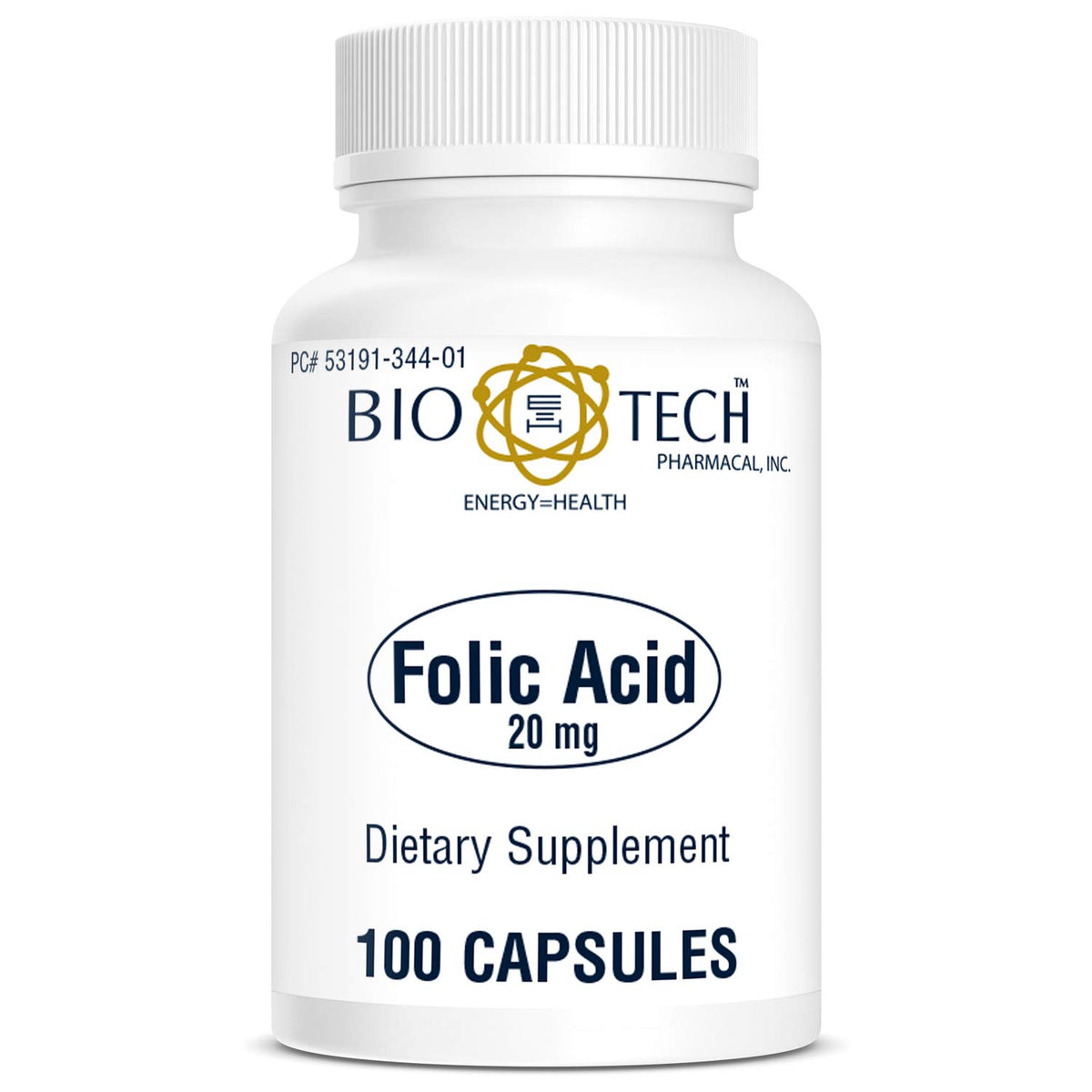 Bio-Tech Pharmacal Acide Folique 20mg comprimés vue de face