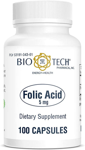 Bio-Tech Pharmacal Acide Folique avec étiquette détaillée