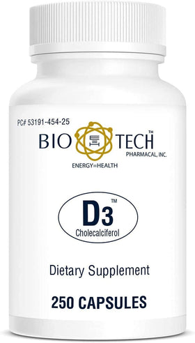 Bio-Tech Pharmacal D3 1 000 UI 250 capsules vue de face