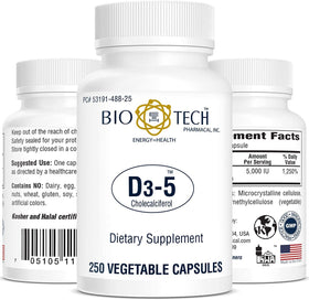 Bio-Tech Pharmacal D3-5 5000 IU gélules végétales, vue de face