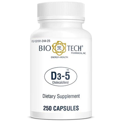 Bio-Tech Pharmacal D3-5 5000 UI 250 Capsules - vue de face
