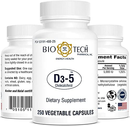 Bio-Tech Pharmacal D3-5 gélules végétales, ingrédients sur l'étiquette