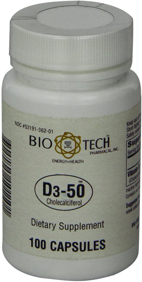 Bio-Tech Pharmacal D3-50 50 000 UI 100 capsules avec étiquette